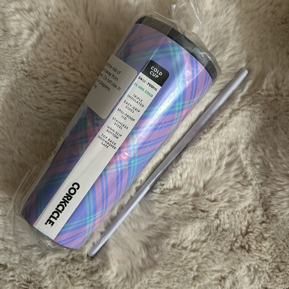 Corkcicle tumbler plaid